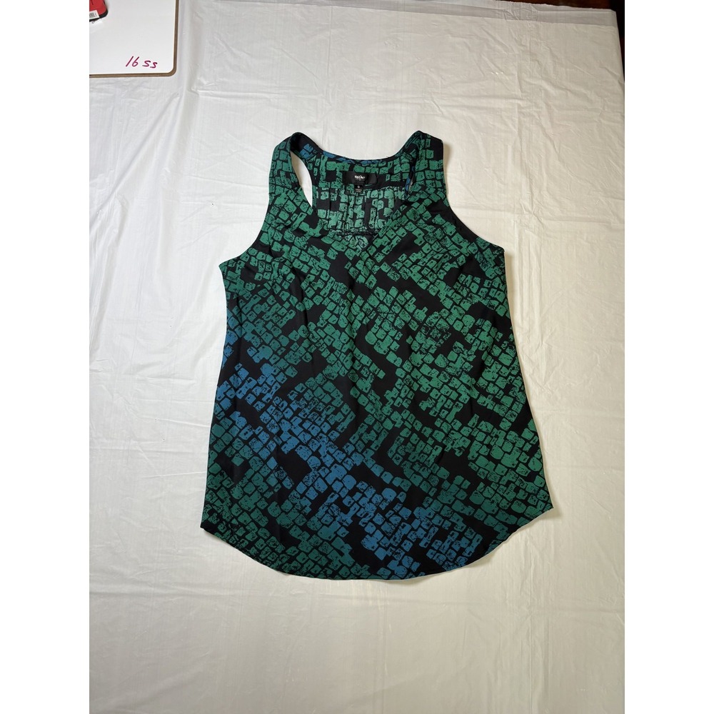 Womens Mossimo Green/blue sleeveless v-neck blouse, size small‎